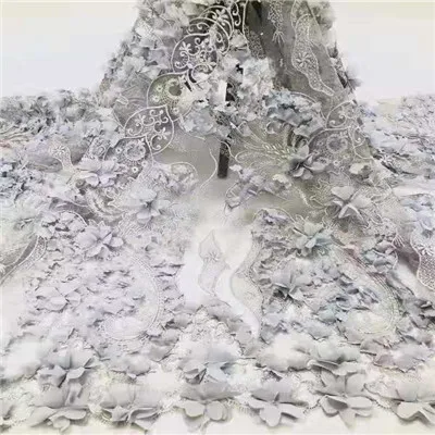 Нигерийская кружевная ткань высокое качество кружева 3d кружевная ткань Свадебные белые африканские с блестками нигерийские французские кружевные ткани SL16 - Цвет: as picture