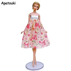 Розовое цветочное деревенское модное платье для куклы Барби одежда наряды вечерние платья Топ и миди юбка 1/6 куклы аксессуары игрушки