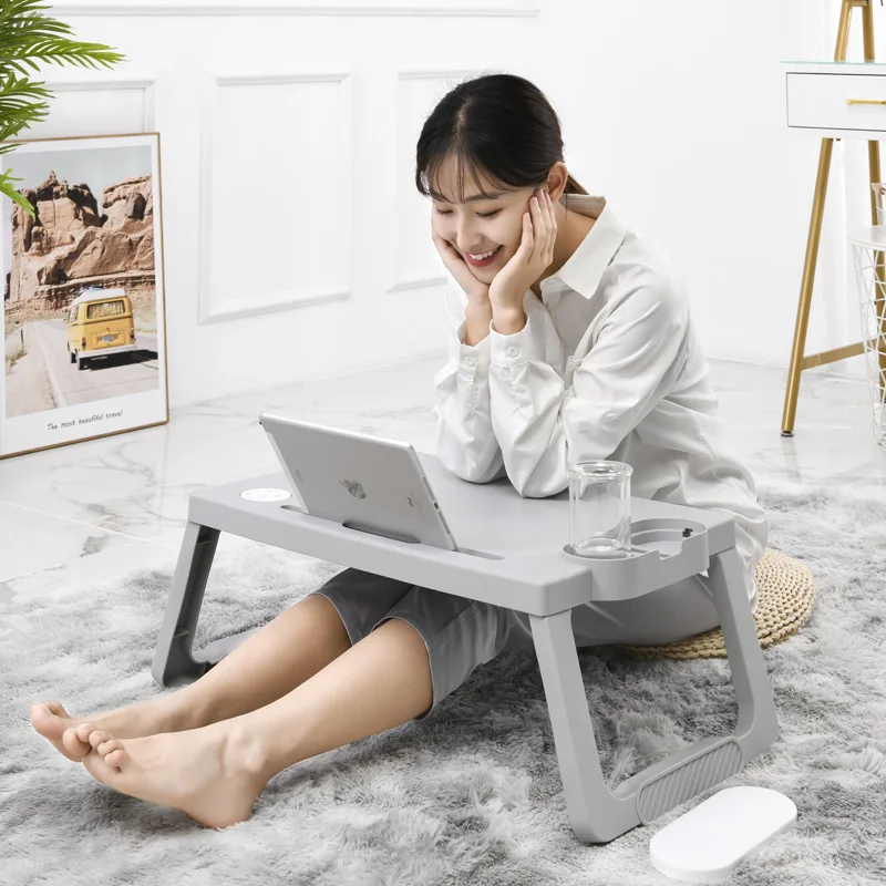 

Folding Laptop Table Multifunction Plastic Study Computer Desk Picnic Table Breakfast Table Adjustable Office Furniture