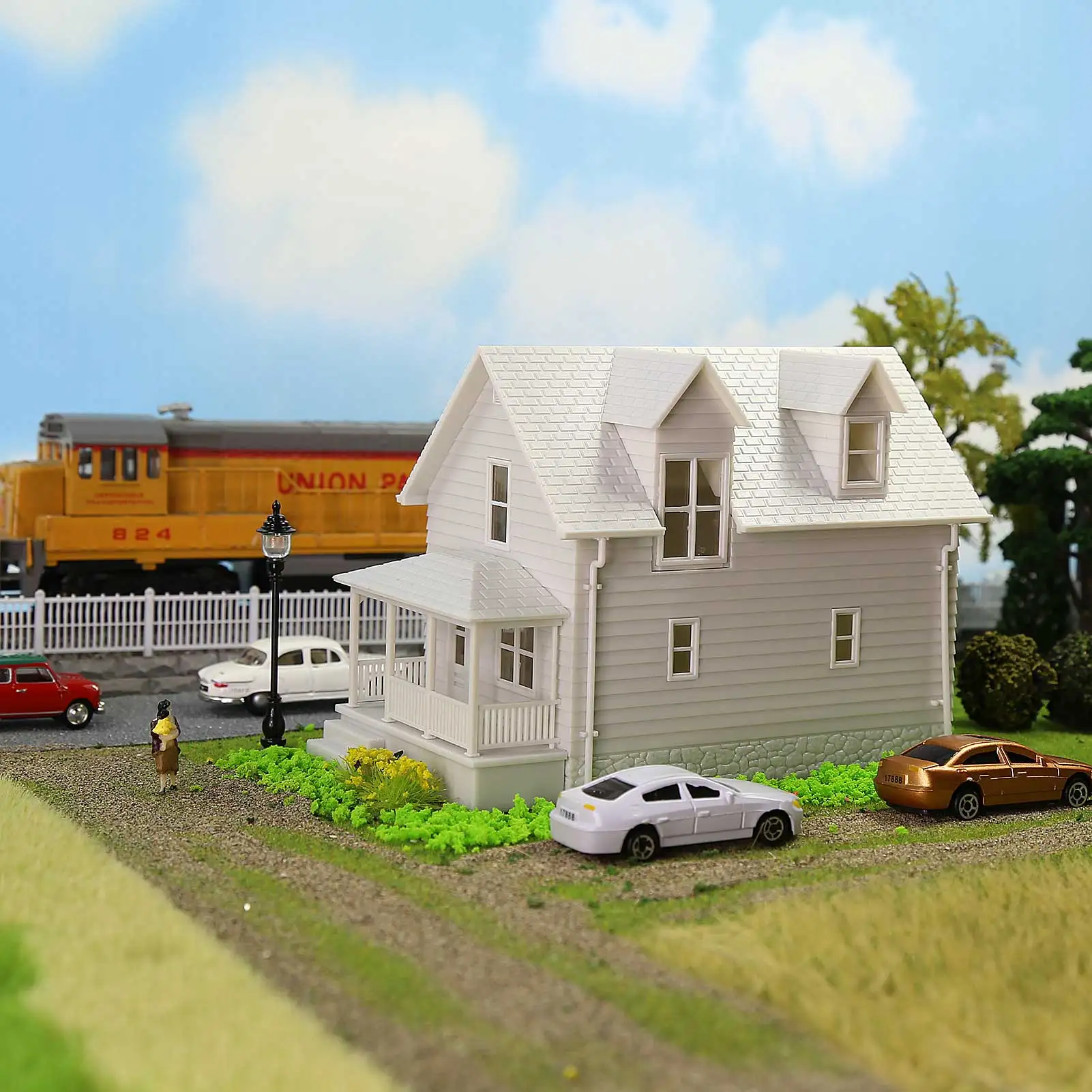 1 Unit Model Railway Layout O HO N Scale Village House White Blank Architectural Buildings Unassembled - Image 6