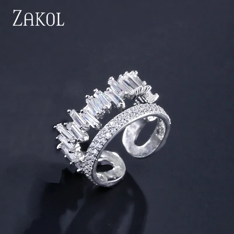 ZAKOL, Новое поступление, набор ювелирных изделий круглой формы, изысканный микро-Браслет-манжета, браслет и кольцо, набор, бижутерия, FSSP376 - Окраска металла: White Gold Ring