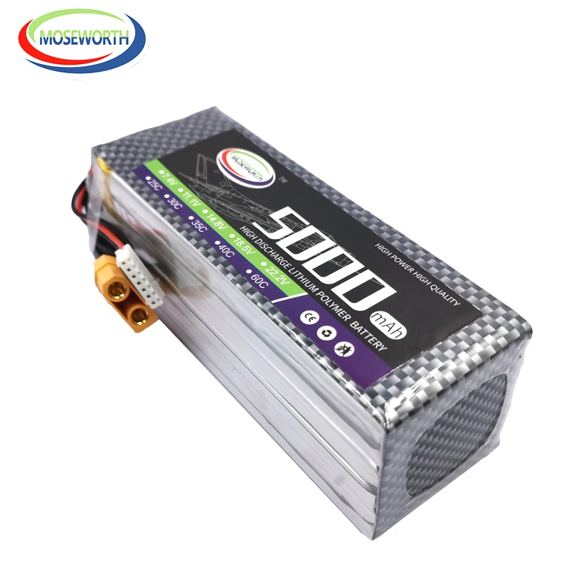 6S RC LiPo батарея 6S 22,2 v 5000mAh 25C Литий-полимерные батареи 22,2 V для радиоуправляемого дрона самолета автомобиля дрона лодки LiPo 6S 5Ah