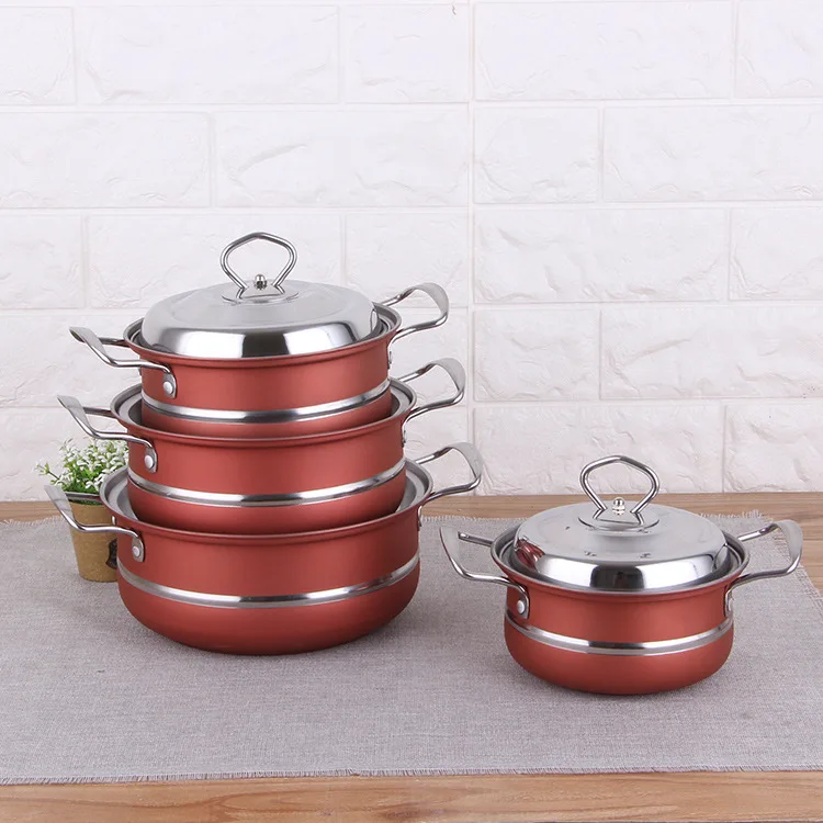 

Factory Direct Selling Stainless Steel Set Cookware Customizable Paint Spraying Color Pot Export Africa All-Steel Stainless Stee