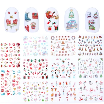 

11 Designs/Set 3D Christmas Nail Art Stickers Adhesive Winter Santa Biscuits Slider Nails Gel Polish Decal Decoration TRE886-996