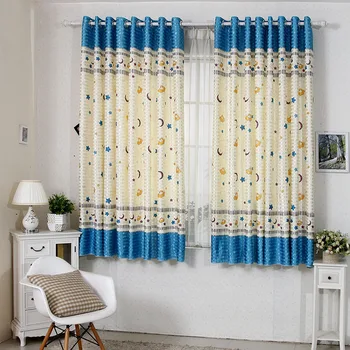 

Korean Children's Room Curtains for Living Dining Room Bedroom Half Shade Curtain Printing Short Curtain