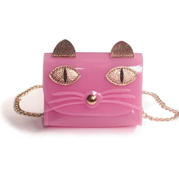 

Children's Mini Jelly Handbag 12cm Size Cat Kid Girls PVC Candy Colors Shell Shoulder Bag Silicon Tote Beach Satchel bag Purse