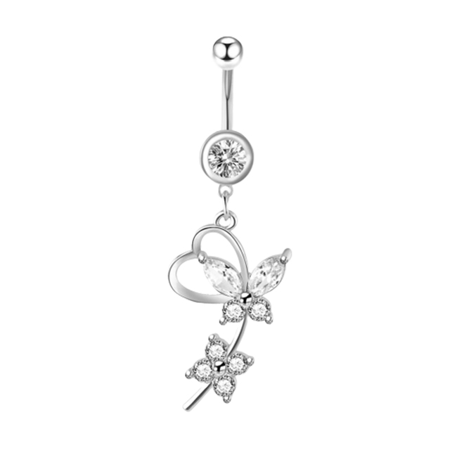 Belly Button Ring Angel Wing Belly Piercing Ring Sexy Navel Piercing Bar Flower Belly Bar Navel Piercing Ombligo Dangle