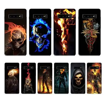 Szkielet Ghost Rider Case Coque Fundas dla Samsung Galaxy S10 E S20 Ultra S8 S9 PLUS J6 pokrywa akcesoria tanie i dobre opinie LJHYDFCNB CN (pochodzenie) Częściowo przysłonięte etui Soft black Tpu Phone case GALAXY Note II Galaxy s5 GALAXY Note III