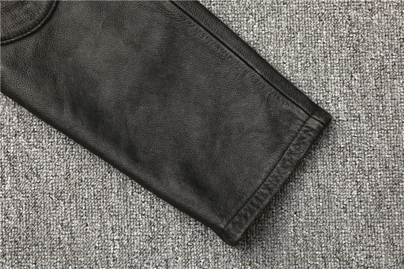 Men's Motorcycle R distress  vintage Leather Motorcycle Pants 14