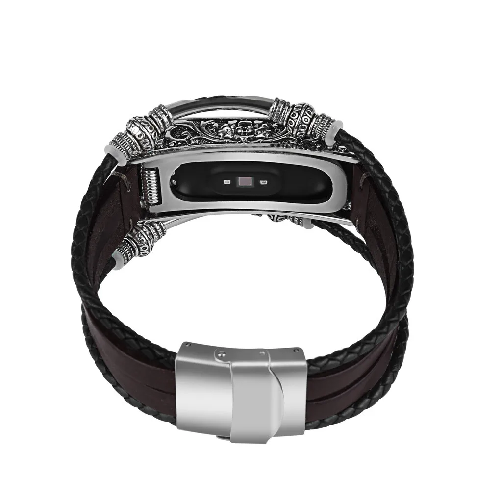 Совместимый для Xiaomi Mi Band 4 Браслет Ремешок Замена кожаный ремешок, браслет+ металлический корпус 7 цветов экран браслет