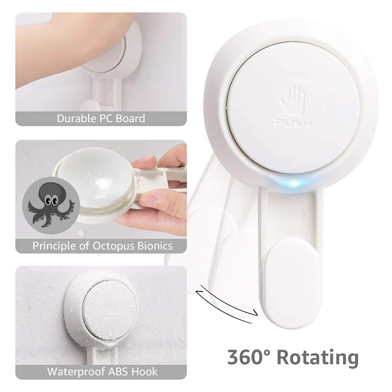 Suction Cup Hooks NO-Drilling and Removable To Install Vacuum Suction Cup Heavy Duty Max Hold 11Lbs Waterproof Holder for Towel