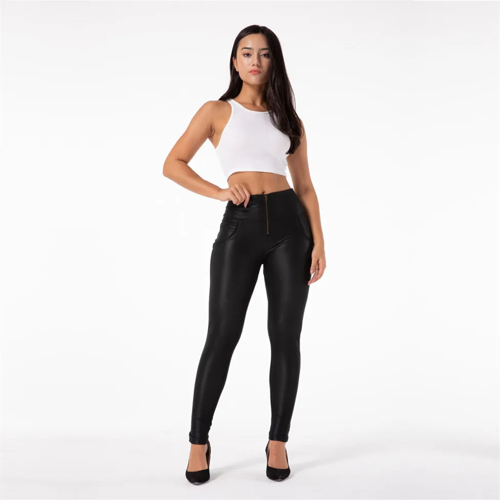 Melody Womens High Waisted Faux Leather 