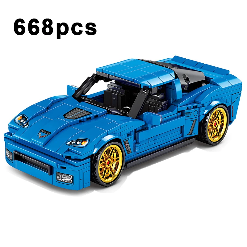 Модель скоростного мышечного автомобиля кубики Corvettes Z06 тяговый автомобиль
