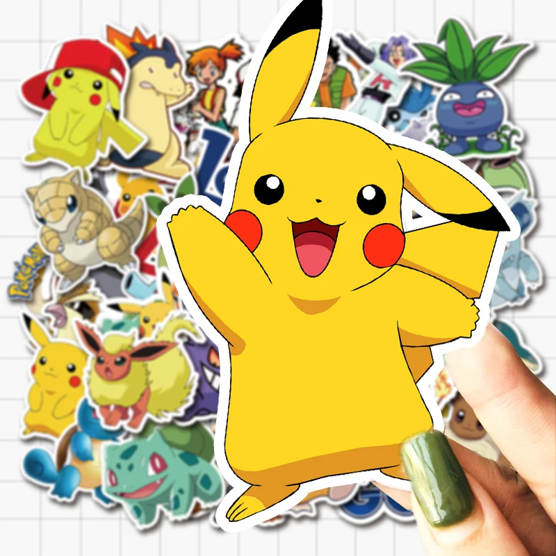50 шт Pokemon Pikachu мультфильм наклейки водонепроницаемые виниловые на шлем для