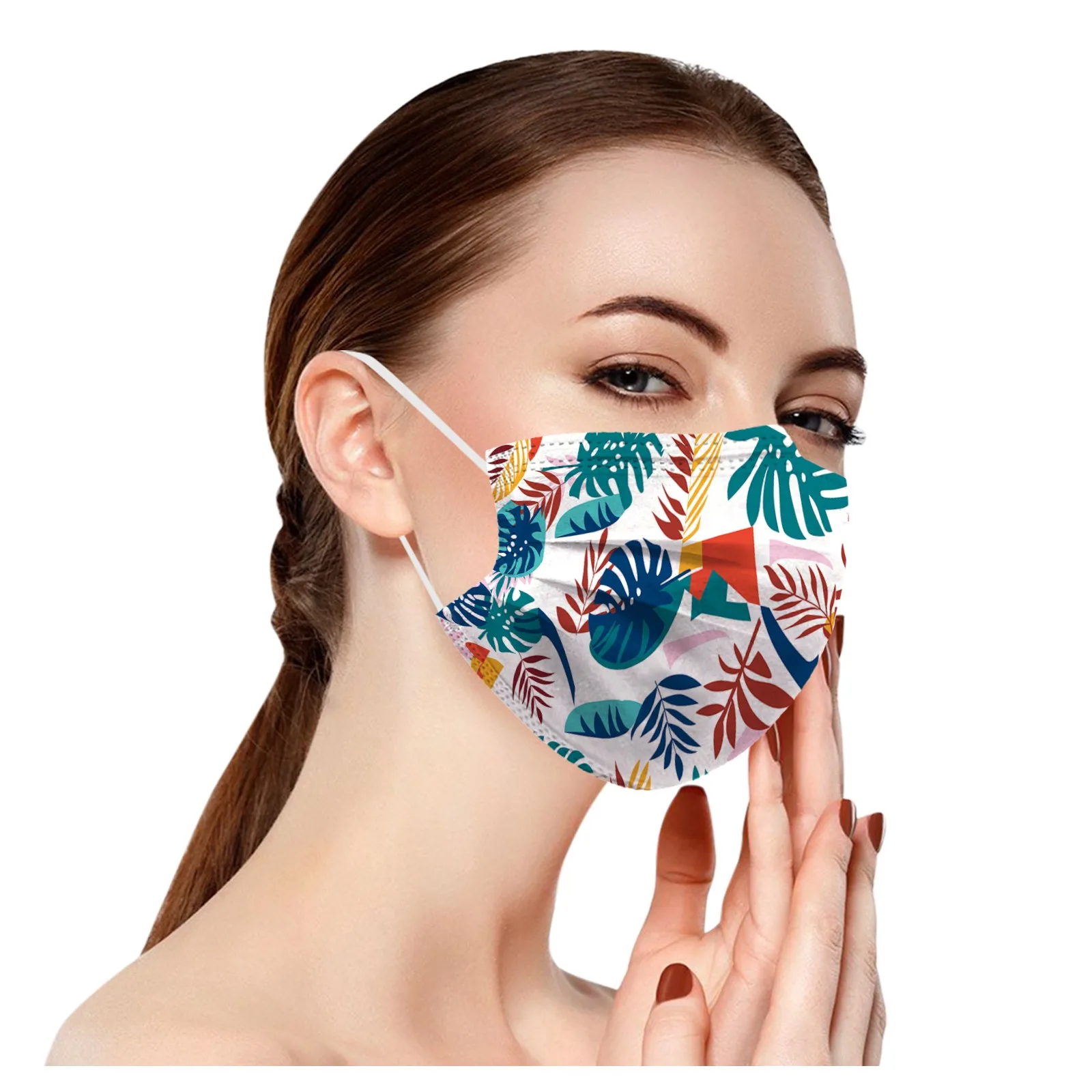 10PCS Adult Disposable Outdoor Breathable Mask Summer Flower Printed Cosplay