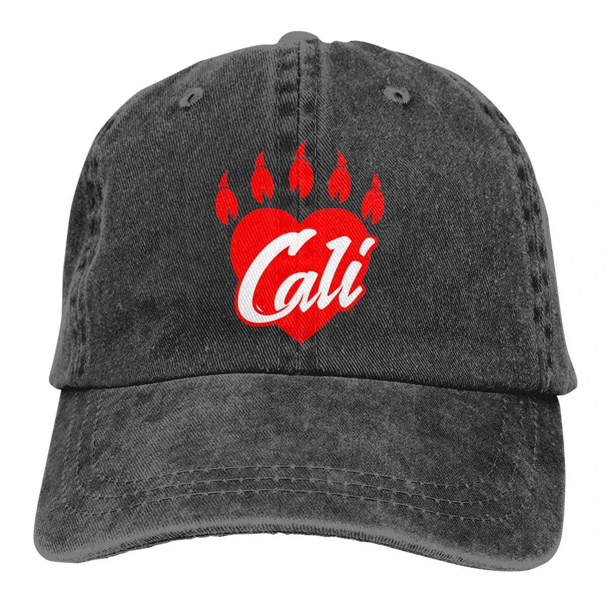 Медведь Cali лапа с сердцем Casquette темно-синий унисекс Мужские Женские деним Strapback бейсболка Регулируемая Гольф папа шляпа