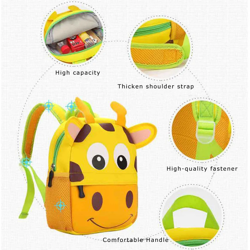 PUDCOCO, милый детский рюкзак в детский сад, школьный рюкзак для малышей с рисунком животных, сумка на плечо