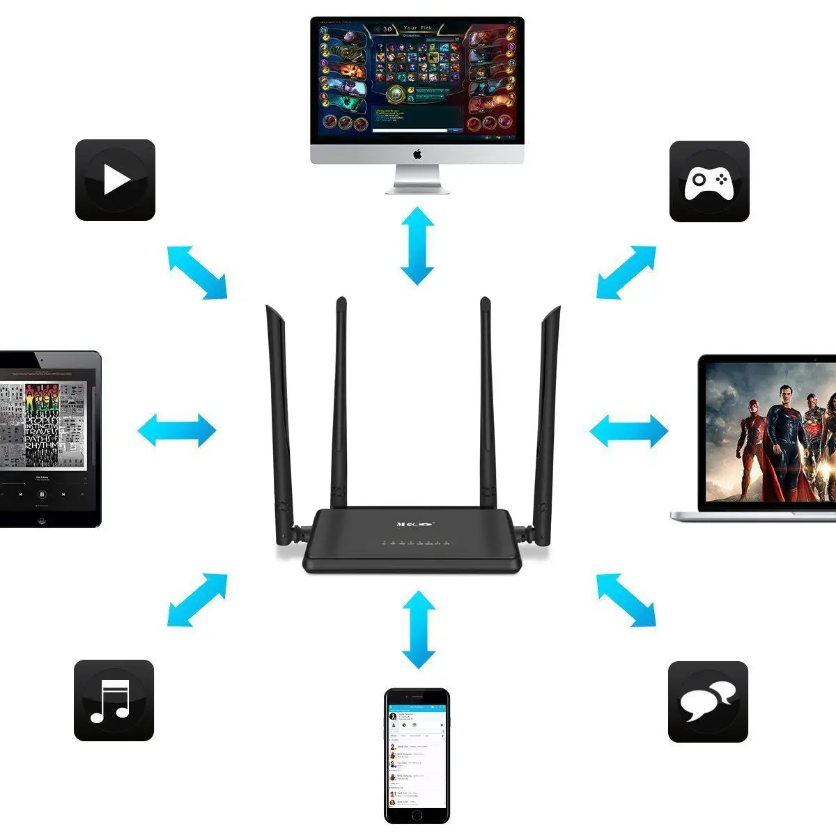 4x5dBi 300 Мбит/с Wi-Fi маршрутизатор 2,4 ГГц Диапазон Беспроводной маршрутизатор расширитель приложение управление расширитель сигнала с умным приложением родительский контроль