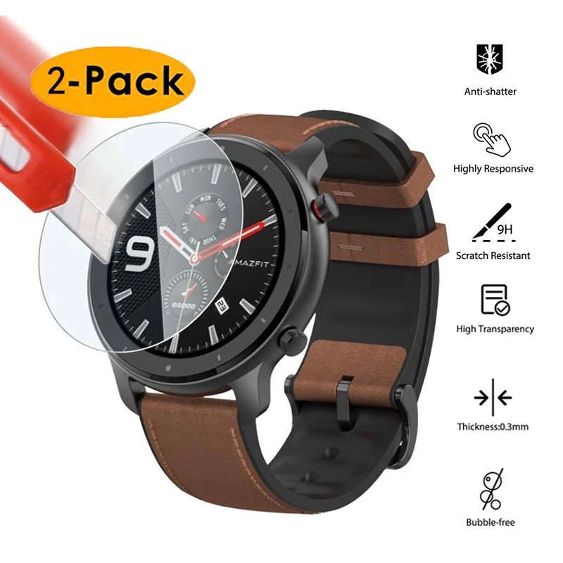 

2pcs Tempered Glass Protective Film for Huami Amazfit GTR 42mm 47mm Eyes Protection Screen Protector Cover Band for Smart Watch