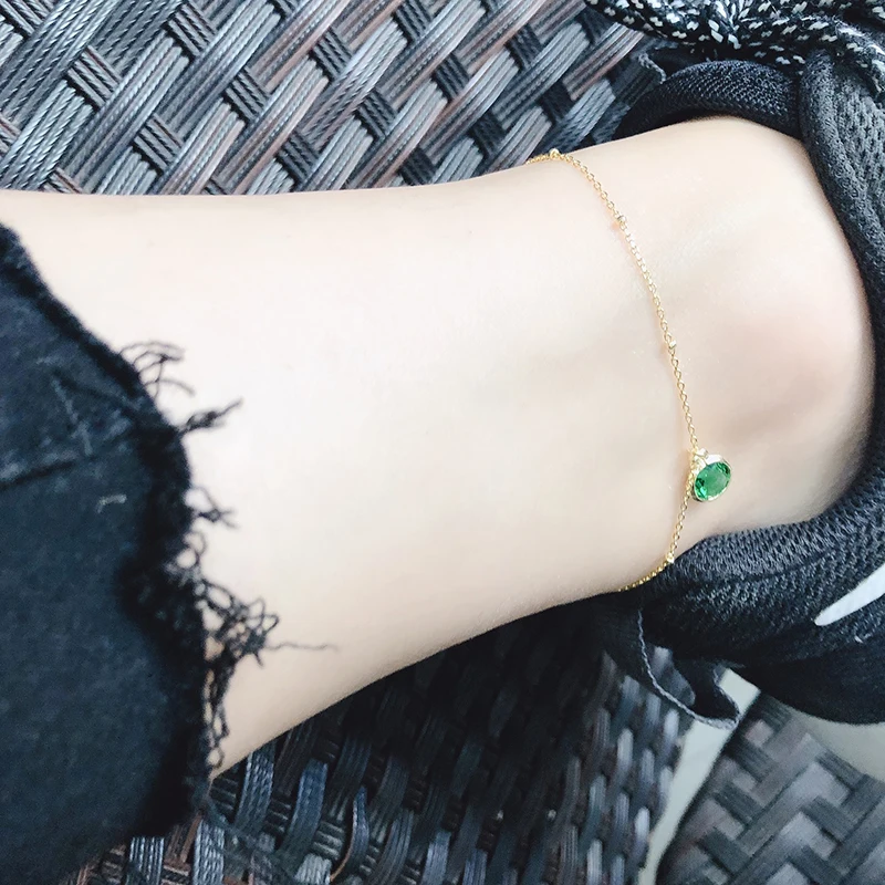 Kinel горячая Распродажа простые эфирные капли воды циркон ножные браслеты 925 пробы