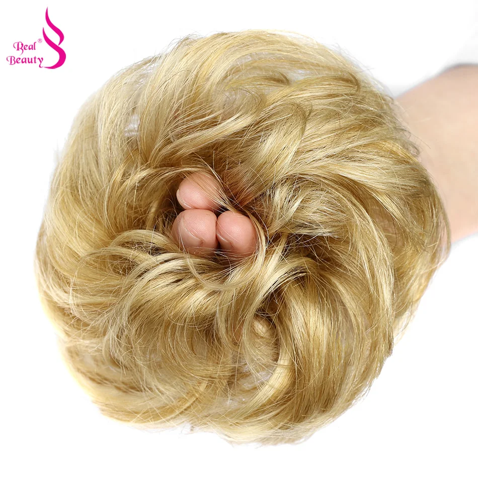 Human Hair Bun Pieces Real Beauty Tousled Updo Messy Bun Hairpiece Hair Extension Brazilian Ponytail Elastic Rubber Band Updo Ponytail Hairpiece