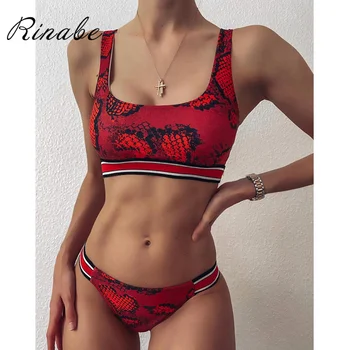 

Ranibe Snake Skin Print Bikini Women Biquini Stripe Siwmsuit Female Bikinis High Cut Bikini Set New Bikinis Bathing Suit Women