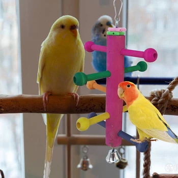 

14x23cm Pet Parrot Raw Wood Fork Tree Stand Rack Toy Hamster Perches For Bird Random Pet Products Birds#3