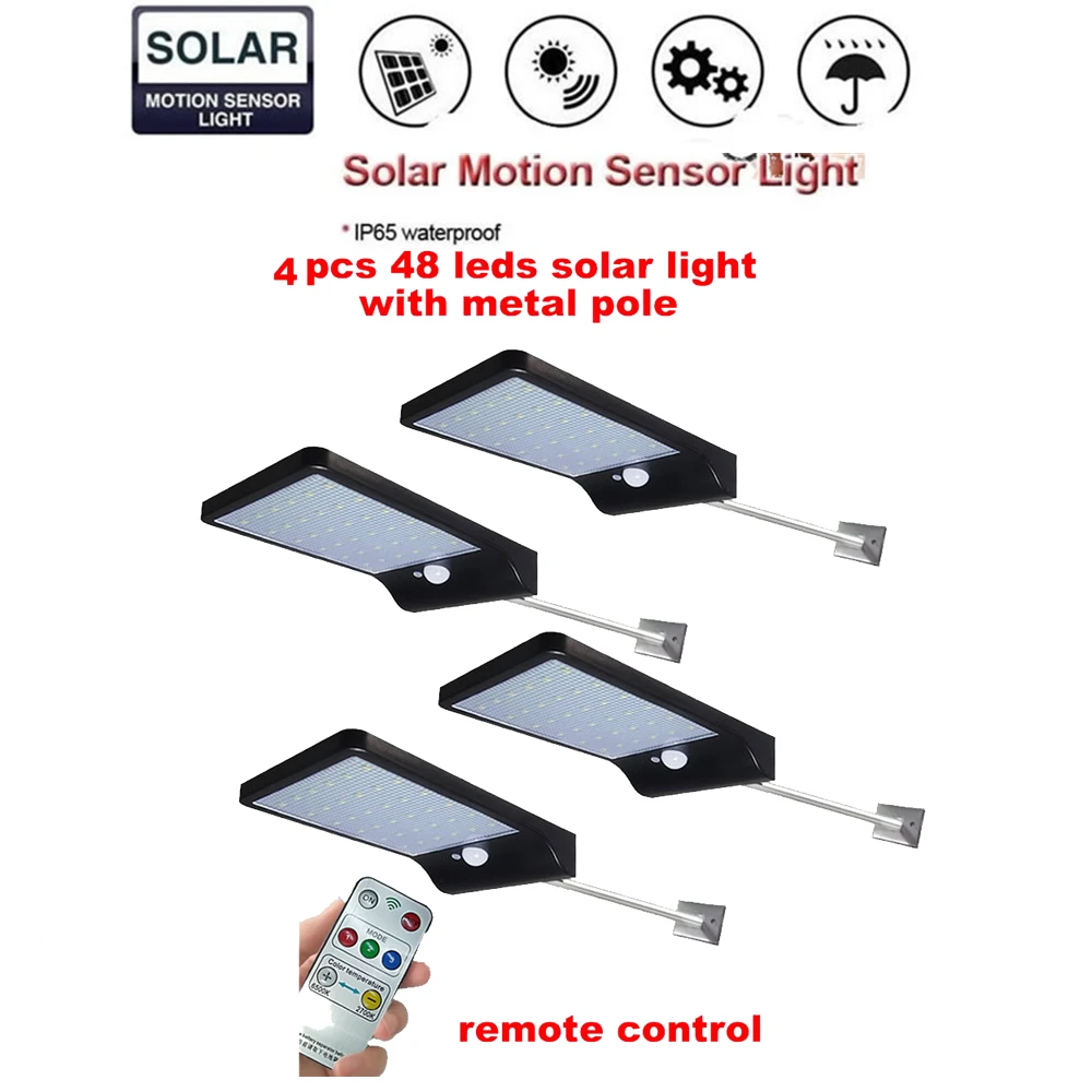 

2/4pcs Solar Lamp PIR Motion Sensor Solar Panel Power Wall lamp Garden Light Waterproof Outdoor Street Path Emergency Security L