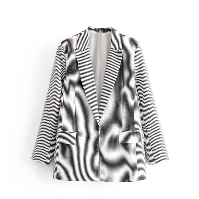 

F1646-Western Style WOMEN'S Dress 2019 Spring And Autumn New Style Fashion Elegant-Style Stripes Suit Jacket Women's