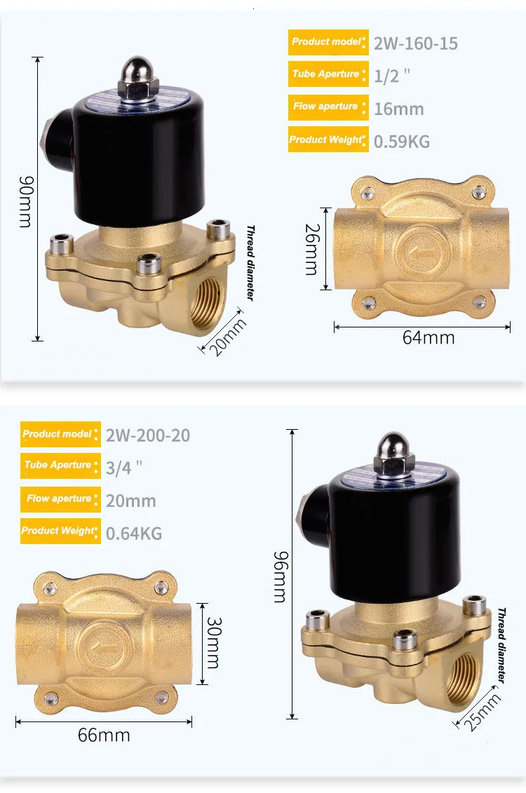 1/", 1/8", 1/", 3/4", ", 2", AC220V, DC12V/24 В Электрический электромагнитный клапан пневматический клапан для воды масла воздуха NC