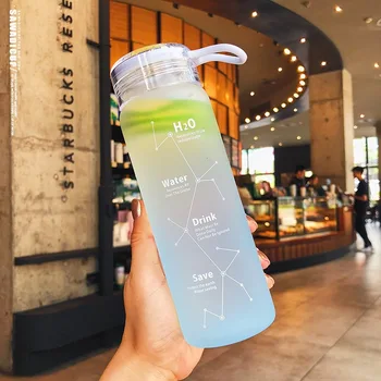 

460ml Korean Frosted Glass Large Capacity Portable Outdoor Water Cups Borosilicate High Temperature Resistant Leak-proof Bottles