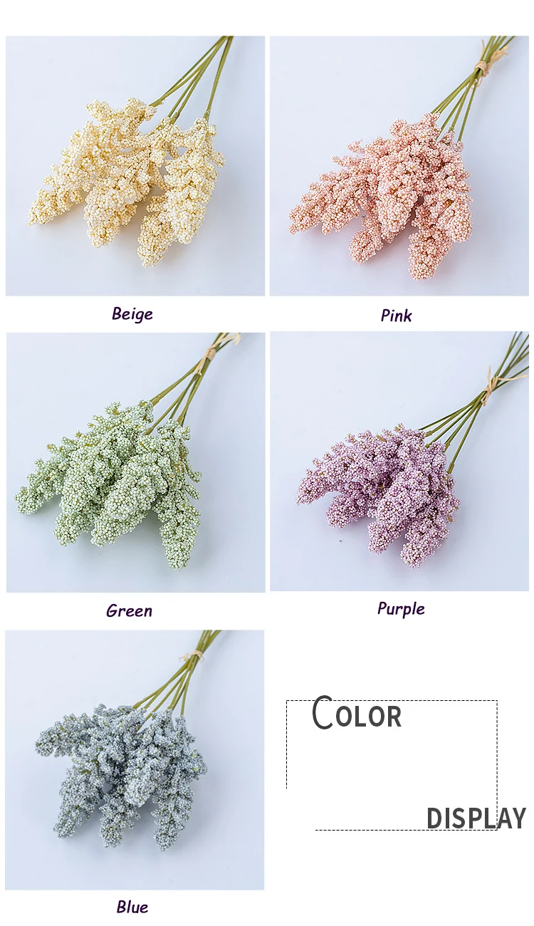 JAROWN Artificial Spikelet Flower Grass DIY Wedding Bouquet Home Decoration Fake Flowers Arrangement Flower Material Yonago (12)