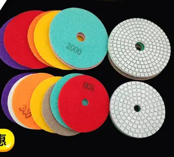 

10pcs Polishing Pads+1 Sticky Disc 100mm 80mm 50-3000 Grit Diamond Polishing Pads Fit for Marble Quartzite Stone Polishing Tool
