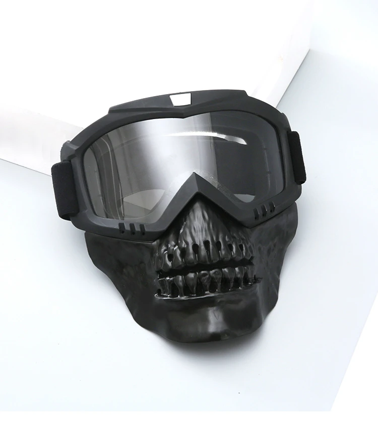 Outdoor Motorcycle Windproof Mask Military Airsoft Mask with Goggles Full Face Tactical Shooting Detachable Mask Goggles