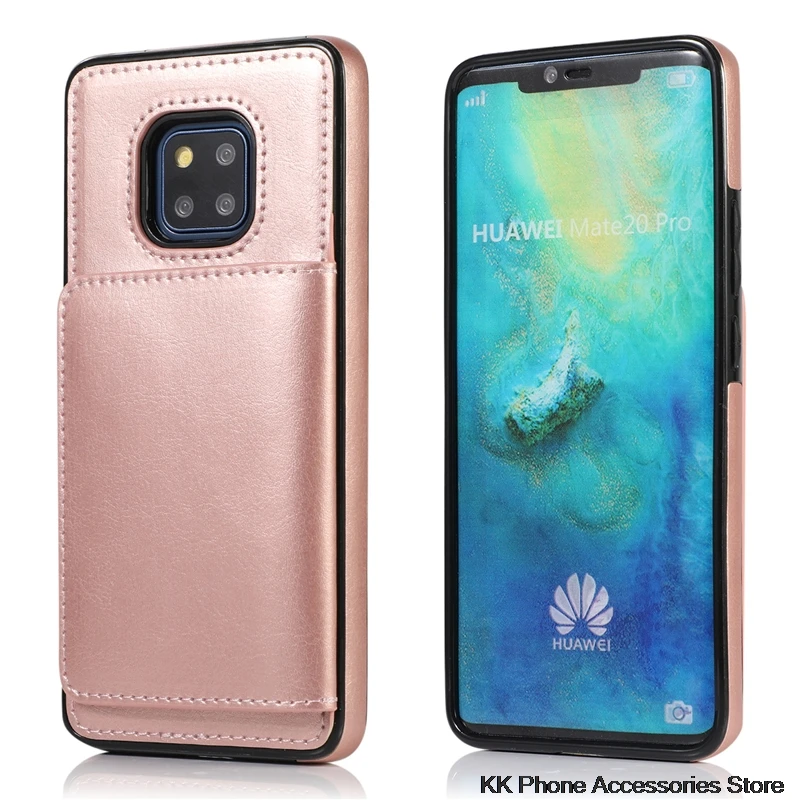 Rose Gold Ретро Чехол-кошелек с кармашком для телефона huawei P30 Pro mate 20 Pro медная Пряжка кожаная задняя крышка для huawei P30 mate 20 Lite - Цвет: Rose Gold