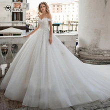 Optcely Vestido de Noiva Очаровательное платье из тюли со шнуровкой бальное платье свадебное платье сказочные аппликации платья расшитые бисером