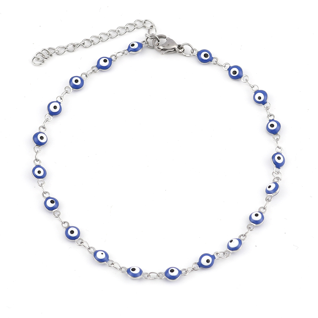 eye Stainless Steel Anklet  For Women Enamel Evil Eye Anklets Bracelets on The Leg Jewelry Gifts 23cm(9") long, 1 Piece