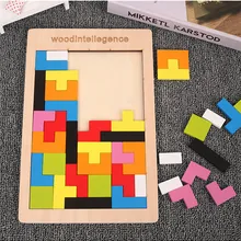 Colorato 3D Di Puzzle Tangram Di Legno Matematica Giocattoli Tetris Gioco Per Bambini Pre-scuola Magination Intellettuale Giocattolo Educativo per I Bambini