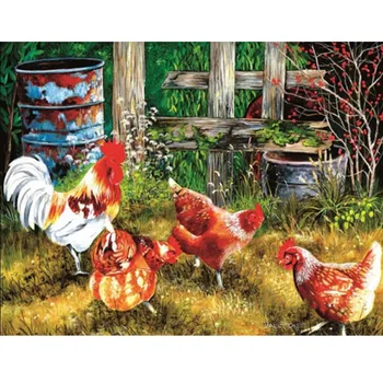 

Diamond Embroidery Farmhouse Cock Diy Round Diamond Painting Cross Stitch Mosaic Crafts 5D Pattern Needlework Crafts Garden Yard