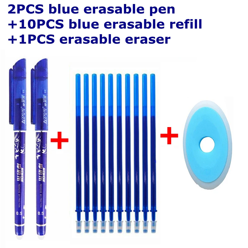 

12/13Pcs Erasable Pen Set Erasable Washable Handle Erasable Pen Refill 0.5mm Blue Ink Magic Ballpoint Pens for School Stationery