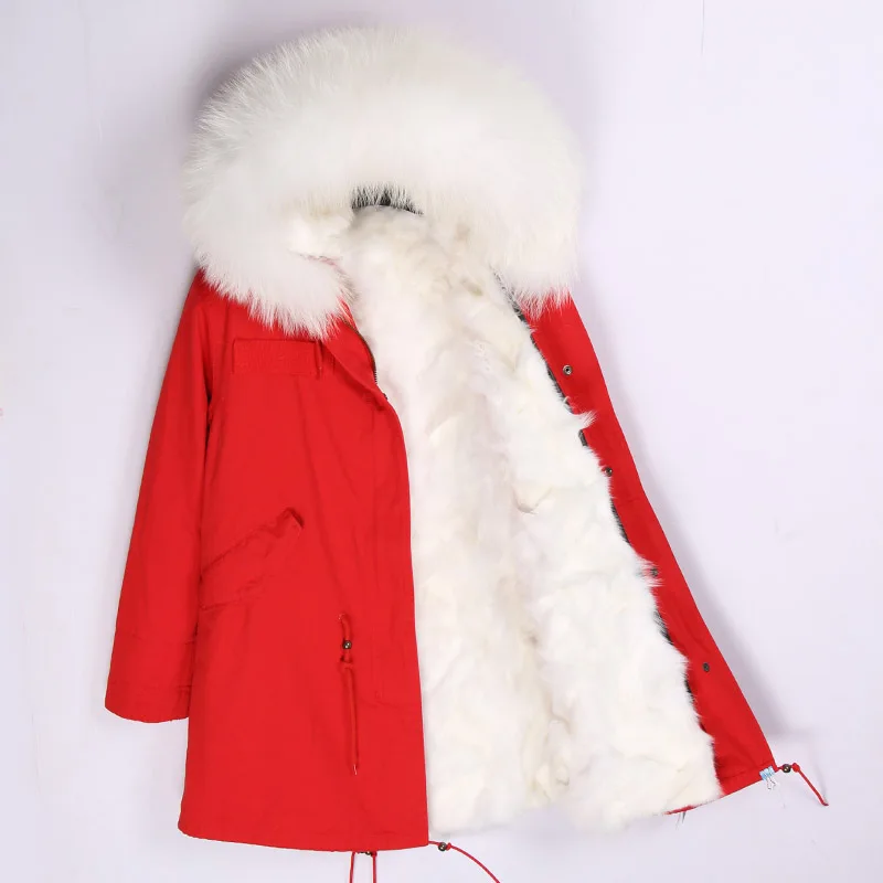 fox fur liner 2 Зимняя теплая куртка с воротником из меха енота, с капюшоном, с подкладкой из натурального Лисьего меха, верхняя одежда, мужская длинная толстая парка, пальто из натурального меха - Цвет: fox fur liner 2