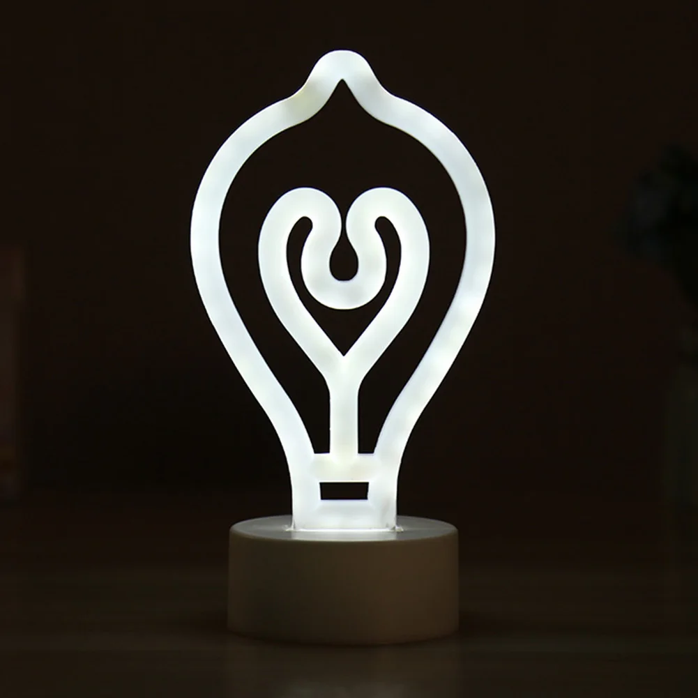 

Night Light With Pedestal Battery Powered Neon Signs Wedding Bedroom Led Christmas Party Gift Heart Star Shape Decoration Desk