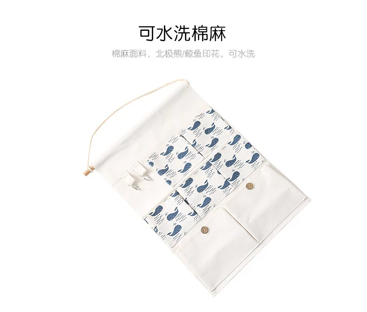 Five Pocket Storage Bag Hanging Bag Fabric Hanging Storage Bag Hook Storage Bag Wardrobe Door after Hanging Storage Bag