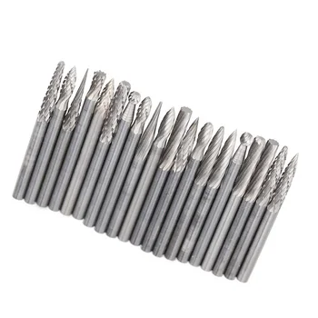 

20 X Long Reach Double Cut Carbide Rotary Burr Set 1/8 Shank Polishing Bits NEW