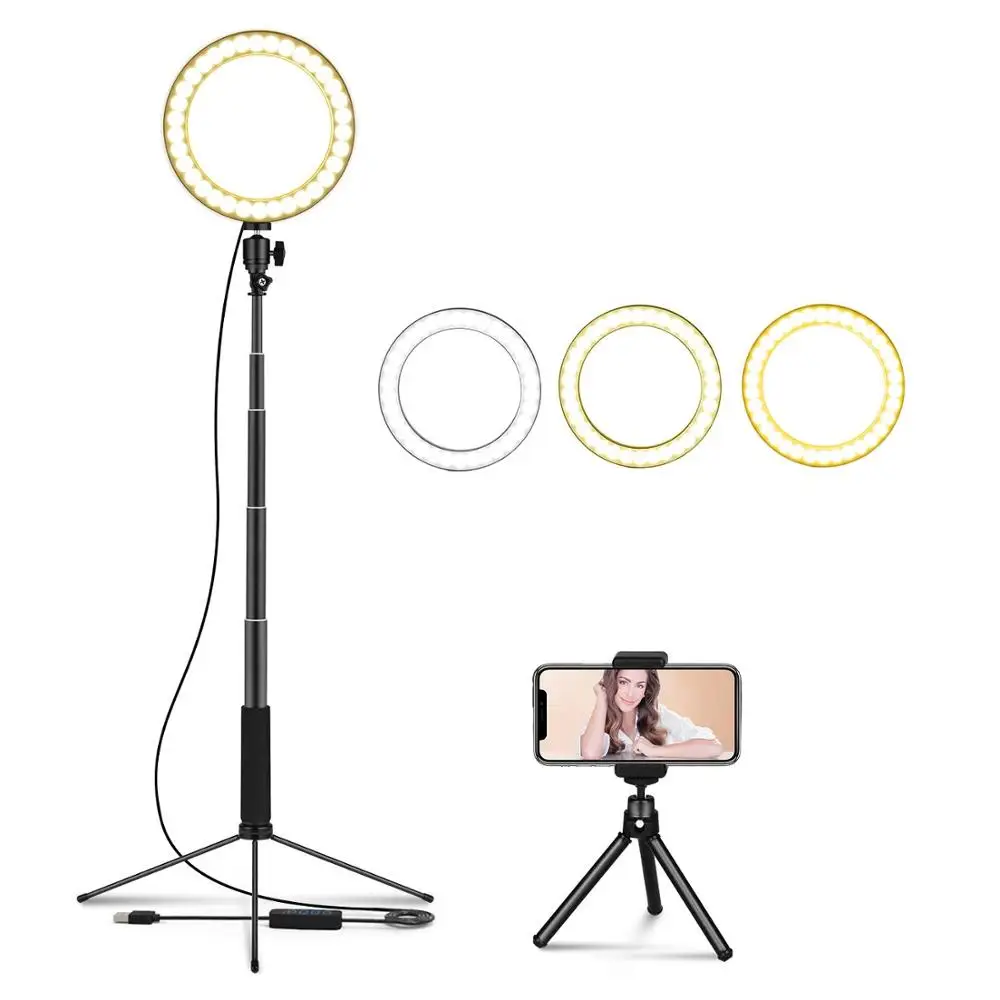 Preise LEDGLE 10 Dimmbare Selfie Ring Licht 80 stücke led perlen 10w Fotografie Foto Füllen USB ringlight lampe für make up   licht stativ