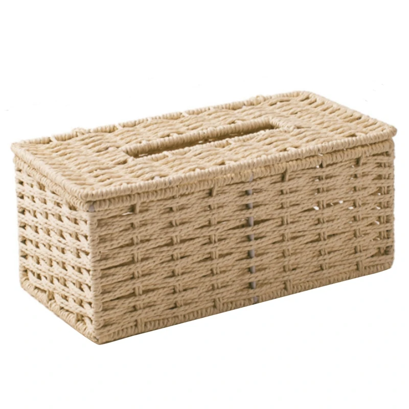 Rattan Tissue Box Vintage Napkin Holder Case Clutter Storage Container Cover Living Room Desk Decoration tissue box tissue dispenser napkin holder