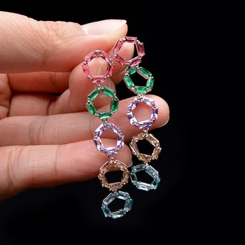 

CINDY XIANG Mix Color Beautiful Spring Design Long Stud Earrings For Women Cubic Zirconia Fashion Earrings Good Gift New 2020