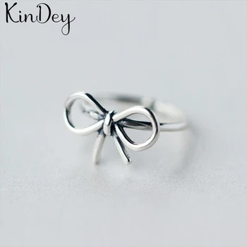 

Kindey Exaggerated Retro Silver Color Bow Rings For Women Engagement Rings Vintage Thai Silver Jewelry