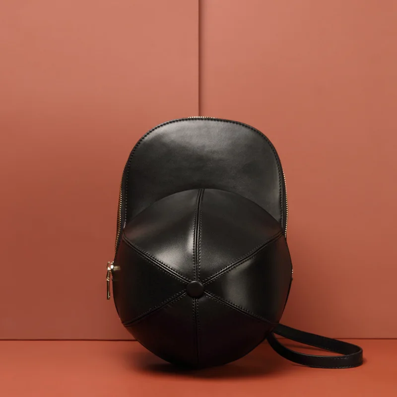 Black Индивидуальность шляпа сумки Женская шапочка кошелек модные маленькие спилок кожаные женские сумки через плечо - Цвет: Black