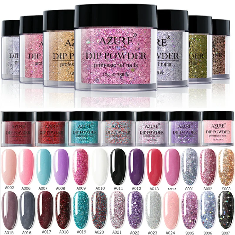 

AZURE BEAUTY Chameleon Dipping Powder Nail Art Shiny Glitter Dip Powder French Manicure Holo Glitter Gradient Color Dip Powder
